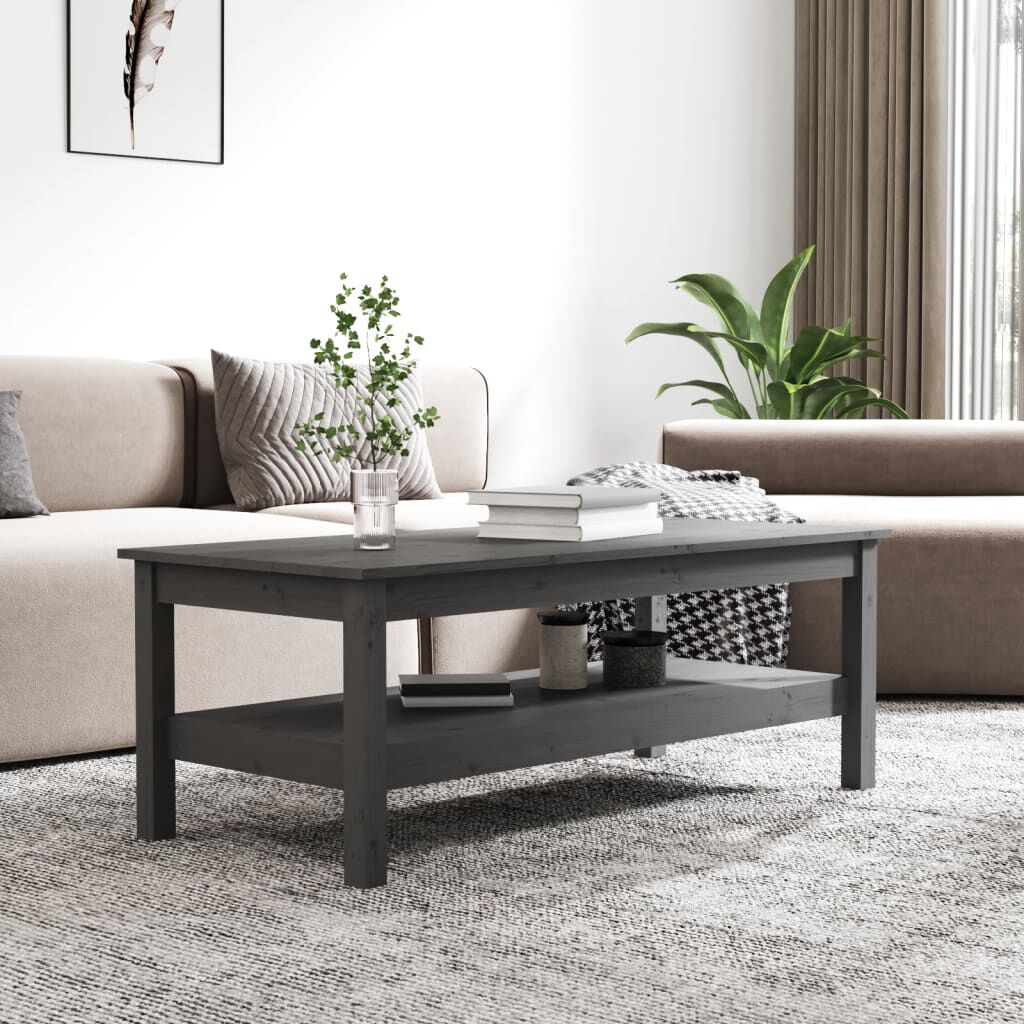 vidaXL Coffee Table Grey 110x50x40 cm Solid Wood Pine vidaXL