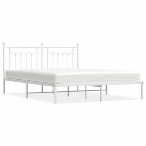 vidaXL Metal Bed Frame without Mattress with Headboard White 160x200cm