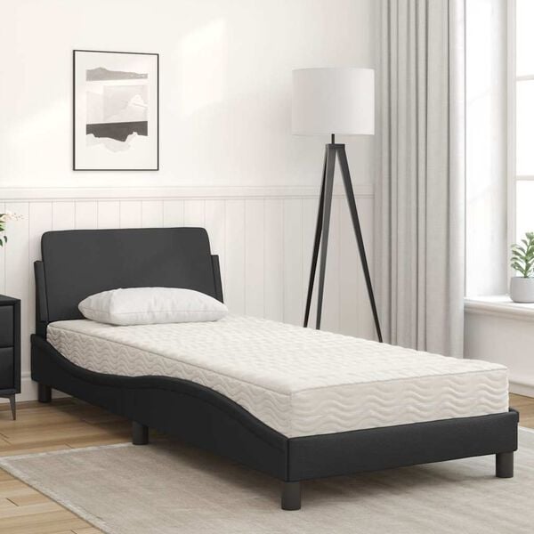 vidaXL Bed with Mattress "Dover" Black Single Faux Leather
