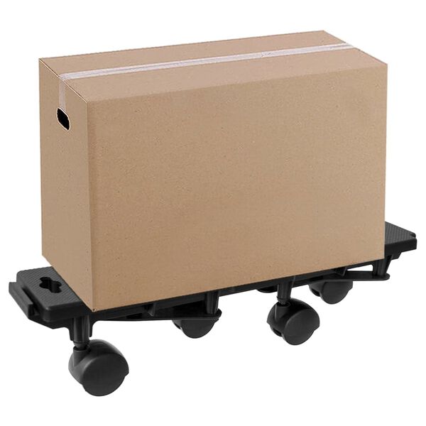 vidaXL Moving Dollies with 4 Wheels 2 pcs Black Polypropylene 170 kg