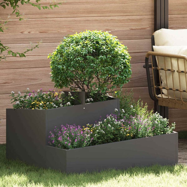 vidaXL Garden Planter Black 80 x 80 x 50 cm Cold-rolled Steel