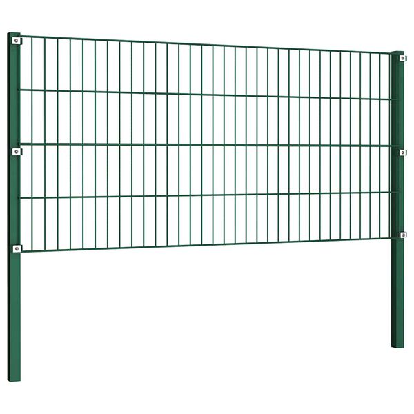 vidaXL Fence Panel with Posts Iron 1040x80 cm Green