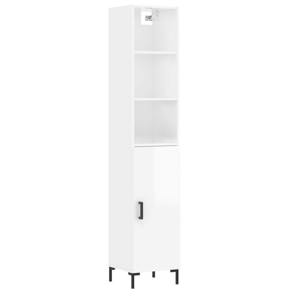 vidaXL Highboard High Gloss White 34.5x34x180 cm Engineered Wood