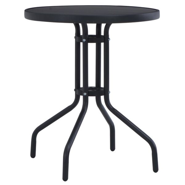 vidaXL Garden Table Black 80 cm Steel and Glass