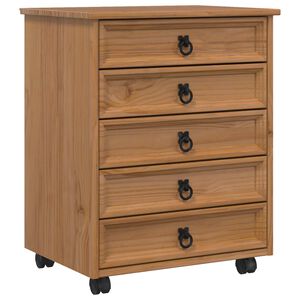 vidaXL Rolling Cabinet with Drawers CORONA Honey Brown