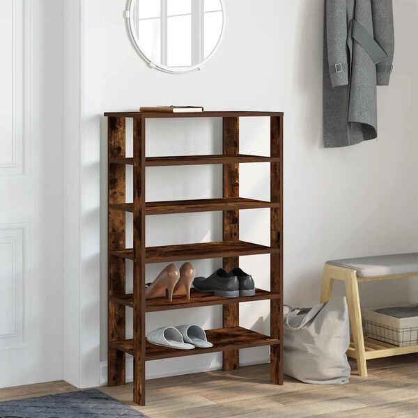 vidaXL Shoe Rack Smoked Oak 61x32x105 cm Engineered Wood