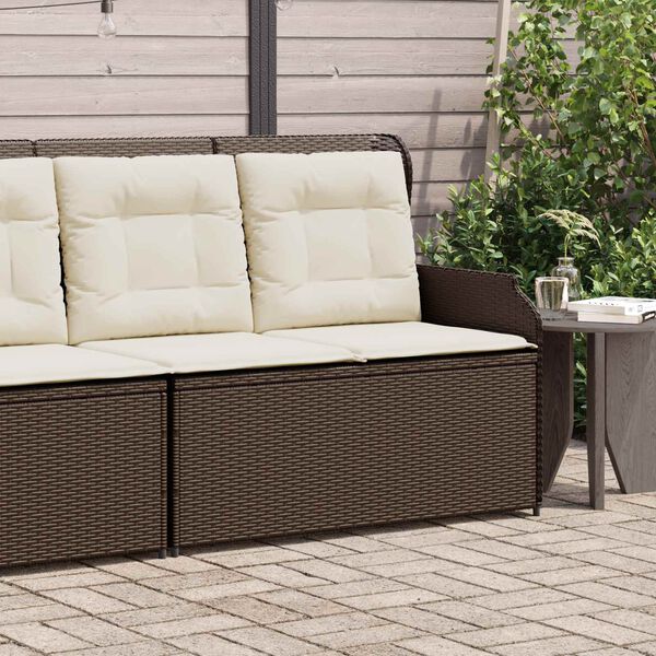 vidaXL Garden Bench with Cushion Brown Poly rattan