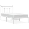 vidaXL Metal Bed Frame without Mattress with Headboard White 90x200cm