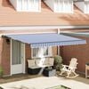 vidaXL Retractable Awning Manual Blue and White 400 x 300 cm