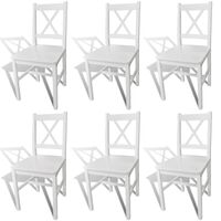 vidaXL Dining Chairs 6 pcs White Pinewood