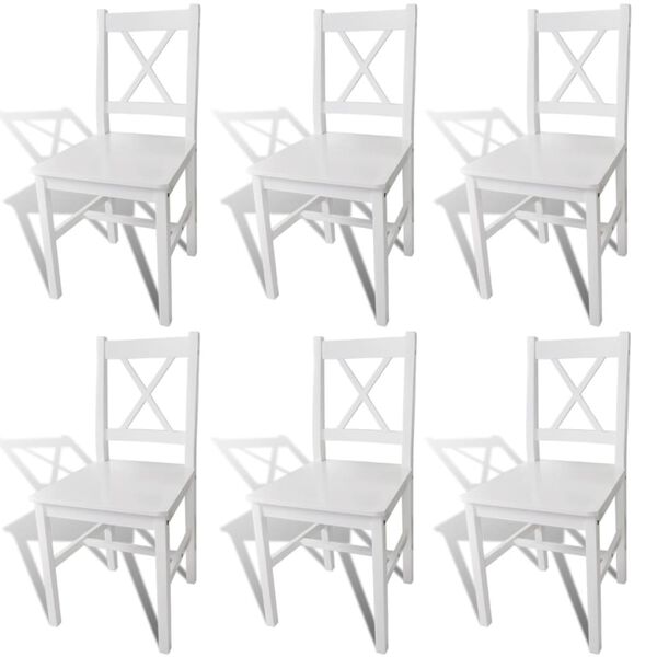 vidaXL Dining Chairs 6 pcs White Pinewood