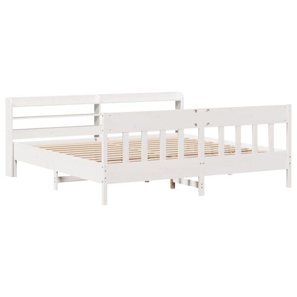 vidaXL Bed Frame without Mattress White 180x200 cm Super King Solid Wood Pine