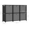vidaXL 6-Cube Display Shelf with Boxes Black 103x30x72.5 cm Fabric