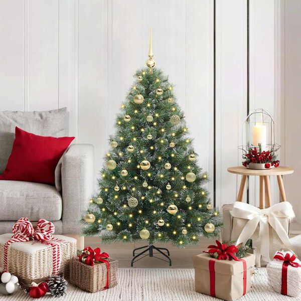 vidaXL Artificial Christmas Tree with 150 LEDs Green 120 cm PE and PVC