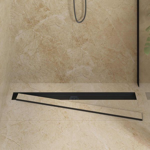 vidaXL Shower Drain 2-in-1 with 360&deg; Siphon Black 100 cm