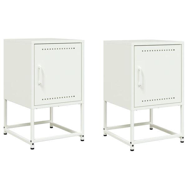 vidaXL Bedside Cabinets 2 pcs White 36x39x60.5 cm Steel