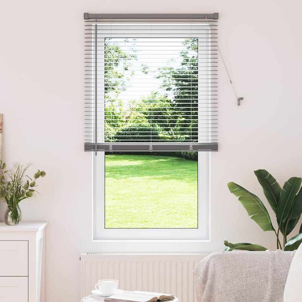 vidaXL Window Blind with Curtains Manual Silver Aluminium