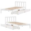 vidaXL Bed Frame without Mattress White 75x190 cm Small Single Solid Wood Pine