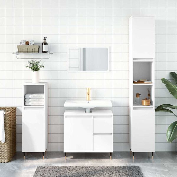vidaXL Bathroom Cabinet White 65x33x60 cm Engineered Wood