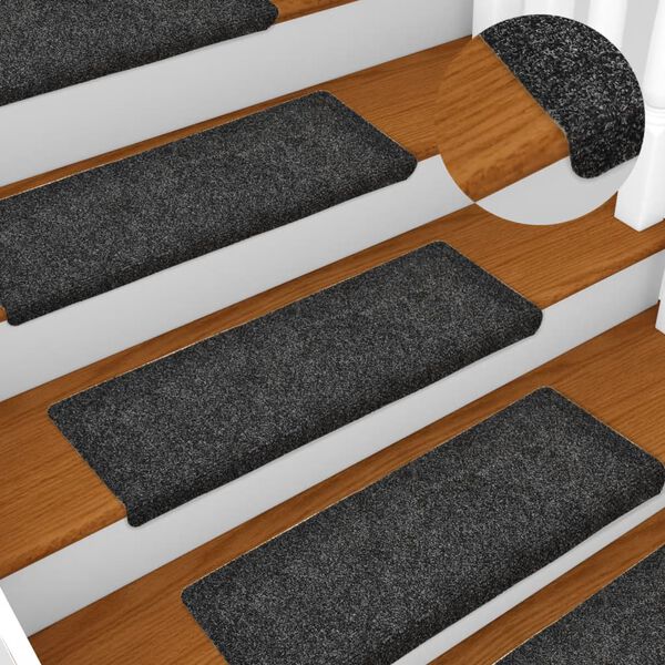 vidaXL Stair Mats Self-adhesive 15 pcs 65x21x4 cm Grey Rectangular Edge