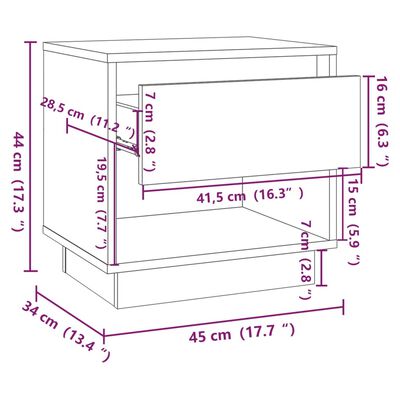 vidaXL Bedside Cabinets 2 pcs Concrete Grey 45x34x44 cm Engineered Wood
