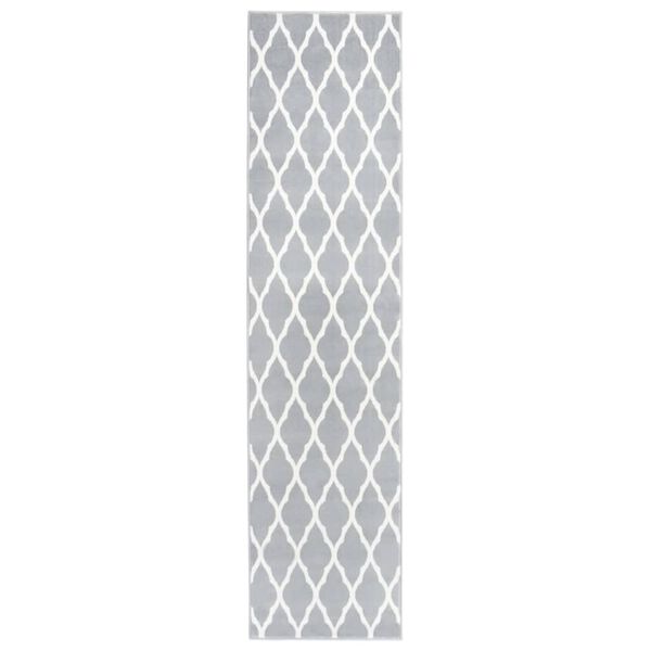 vidaXL Runner Rug BCF Grey and White 60x250 cm