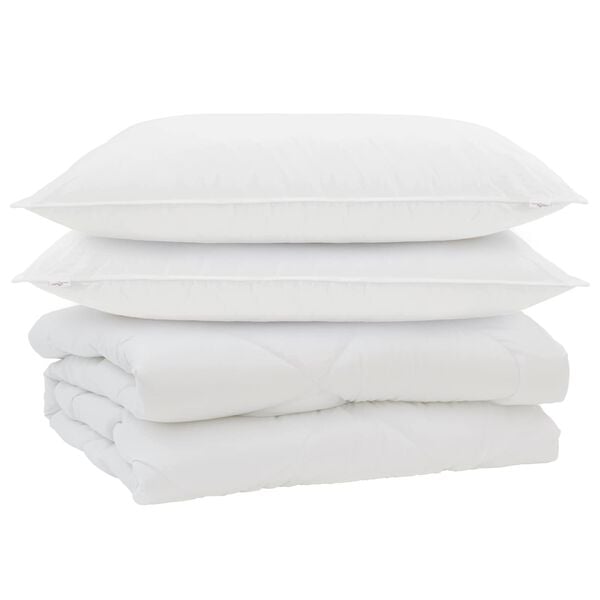 vidaXL Duvet with Pillow 3 pcs White Microfibre