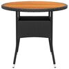 vidaXL Garden Table Ø80x75 cm Acacia Wood and Poly Rattan Black
