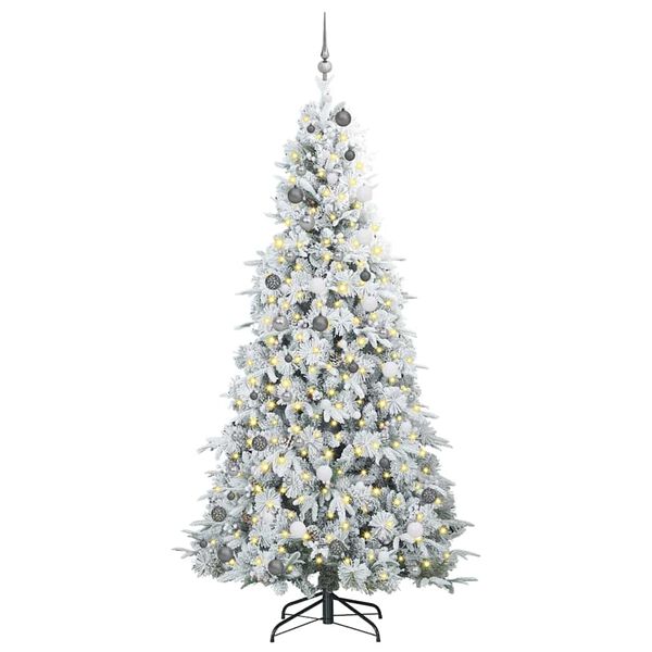 vidaXL Artificial Hinged Christmas Tree White 240 cm PE and PVC