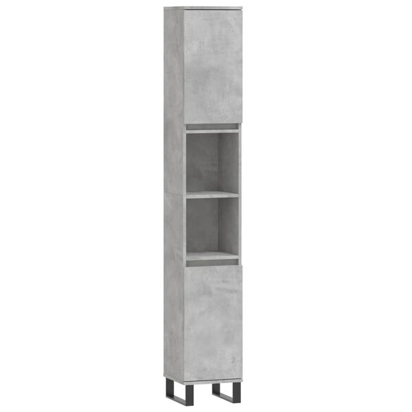 vidaXL Bathroom Cabinet Concrete Grey 30x30x190 cm Engineered Wood