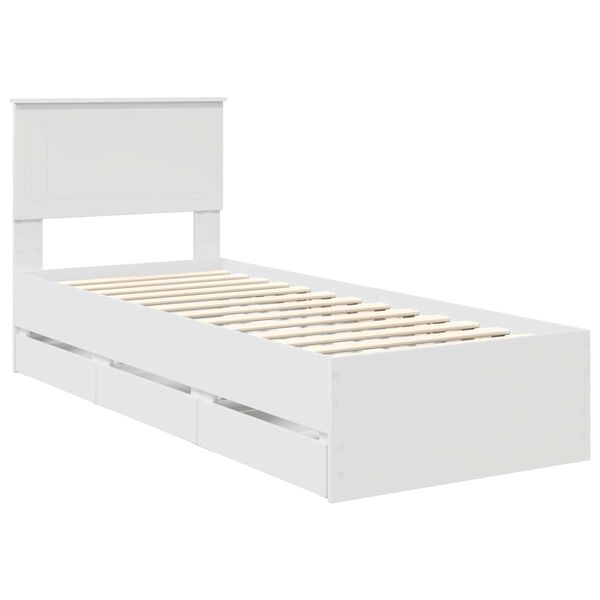 vidaXL Bed Frame with Drawer White 75 x 190 cm Engineer Wood