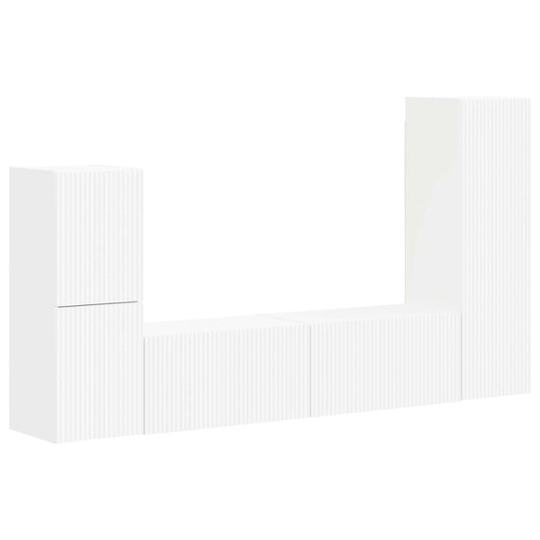 vidaXL TV Cabinet Set Wall-mounted 4 pcs White Engineered Wood
