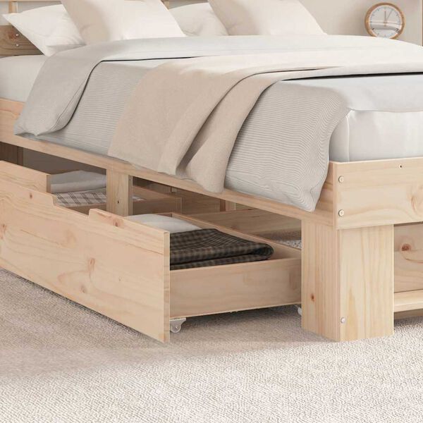 vidaXL Bed Frame with Headboard Brown 120 x 200 cm Solid Pine Wood