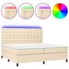 vidaXL Box Spring Bed with Mattress&LED Cream 200x200 cm Fabric