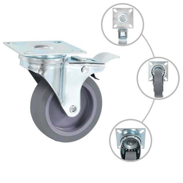 vidaXL Swivel Casters with Double Brakes 4 pcs 75 mm