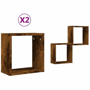 vidaXL Wall Cube Shelves 2 pcs Smoked Oak 30x15x30 cm