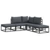 vidaXL Garden Sofa Set with Cushion 5 pcs Black Aluminium