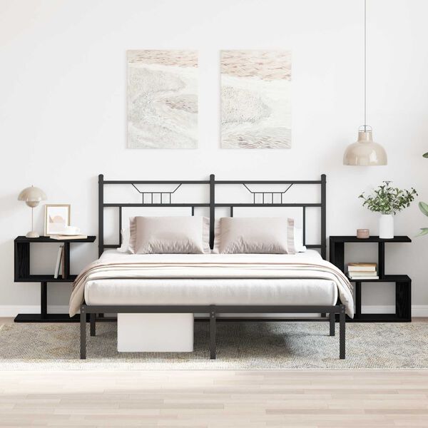 vidaXL Bedside Cabinet 2 pcs Black Oak 50 x 30 x 51,5 cm