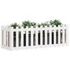 vidaXL Garden Raised Bed with Fence Design White 150x50x50 cm Solid Wood Pine
