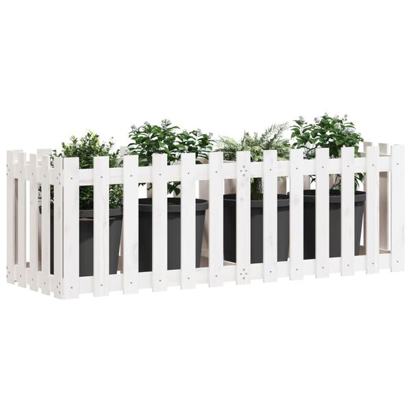 vidaXL Garden Raised Bed with Fence Design White 150x50x50 cm Solid Wood Pine