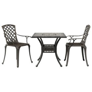 vidaXL 3 Piece Bistro Set Bronze Cast Aluminium