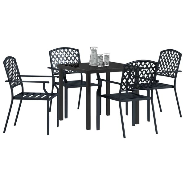 vidaXL Garden Dining Set 5 pcs Anthracite Powder-Coated Steel