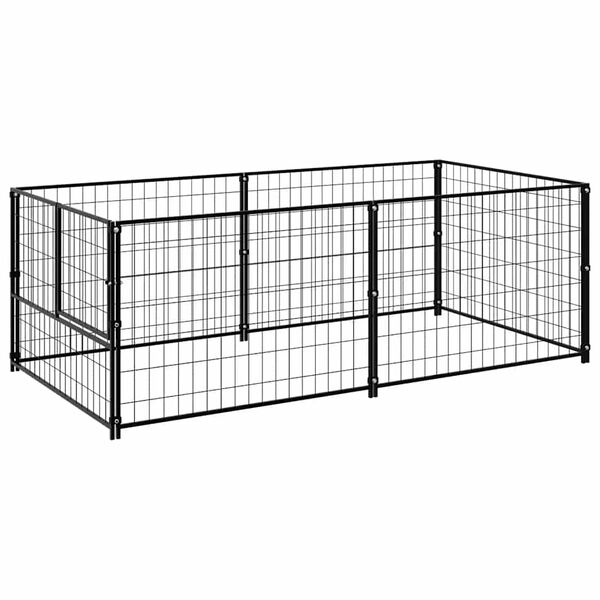 vidaXL Dog Kennel Black 200x100x70 cm Steel