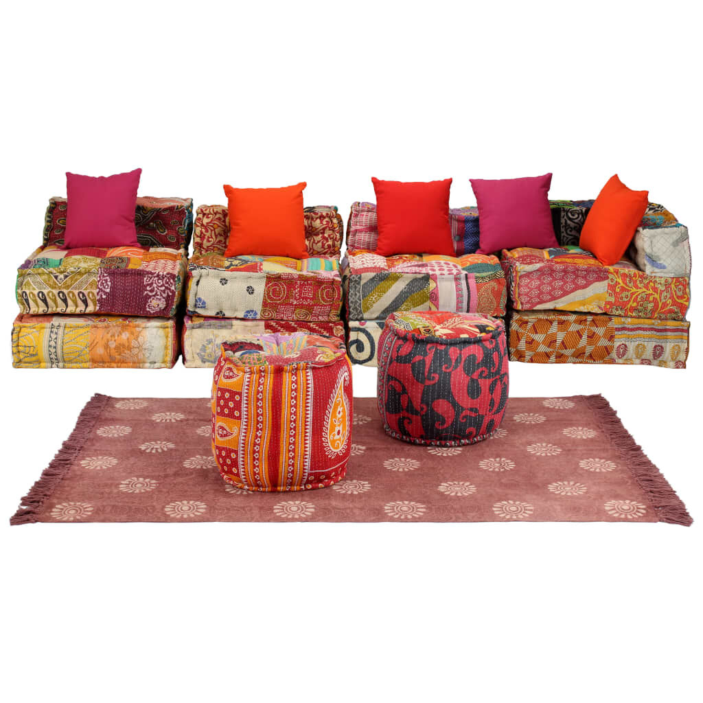 vidaXL Modular Sofa Set 16 Pieces Fabric Patchwork vidaXL