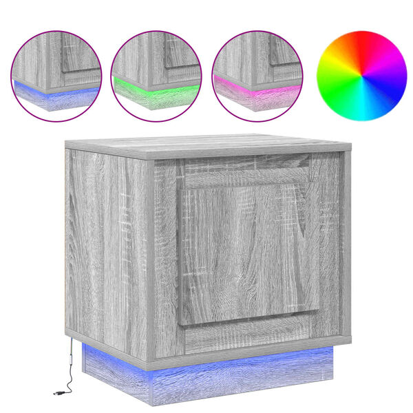 vidaXL Bedside Cabinet Grey 44 x 34.5 x 45 cm Engineered Wood