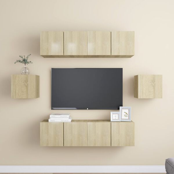 vidaXL 6 Piece TV Cabinet Set Sonoma Oak Engineered Wood