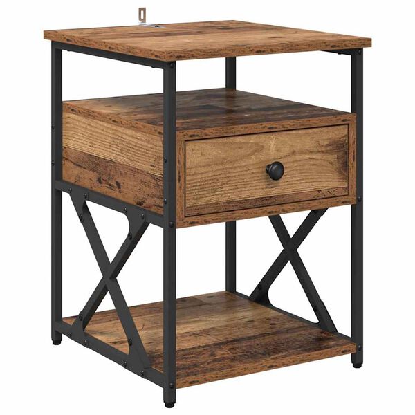vidaXL Bedside Cabinet Old Wood 40 x 42 x 55 cm Engineered Wood