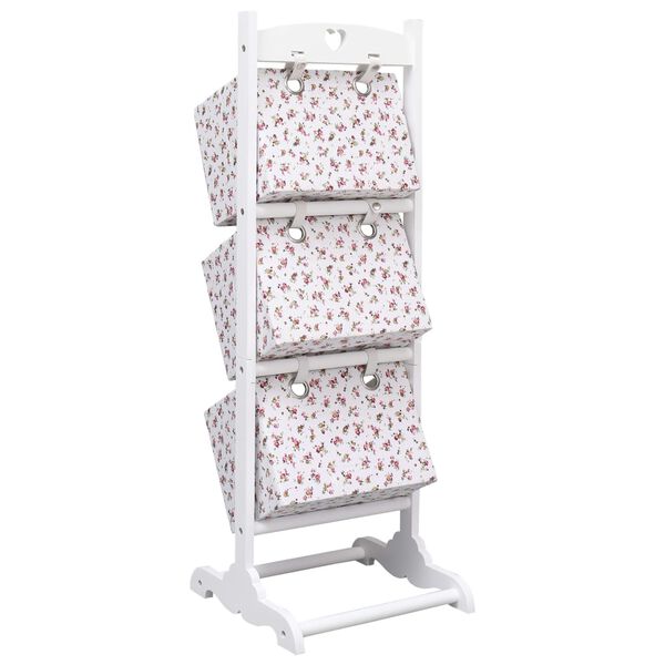 vidaXL 3-Layer Basket Rack Flower 35x35x102 cm Wood