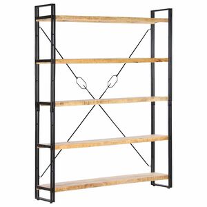 vidaXL 5-Tier Bookcase 140x30x180 cm Solid Mango Wood