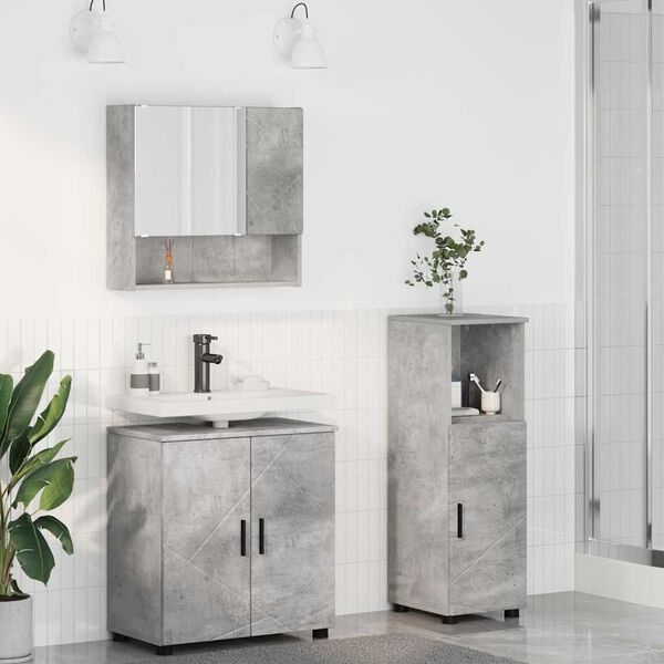 vidaXL Bathroom Furniture Set 3 pcs Concrete grey Engineered wood